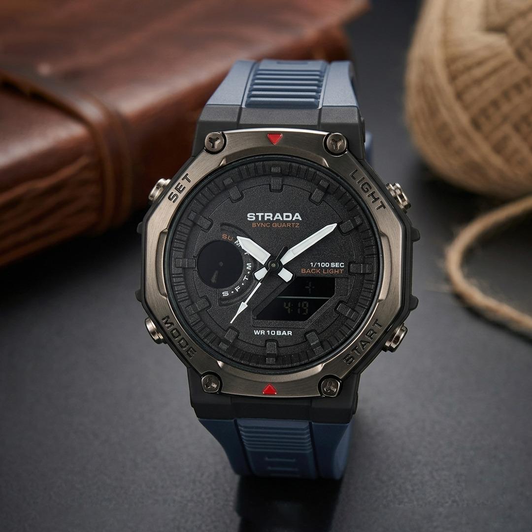STRADABRAND DUAL TIME RUBBER STRAP SPORT WATCHES