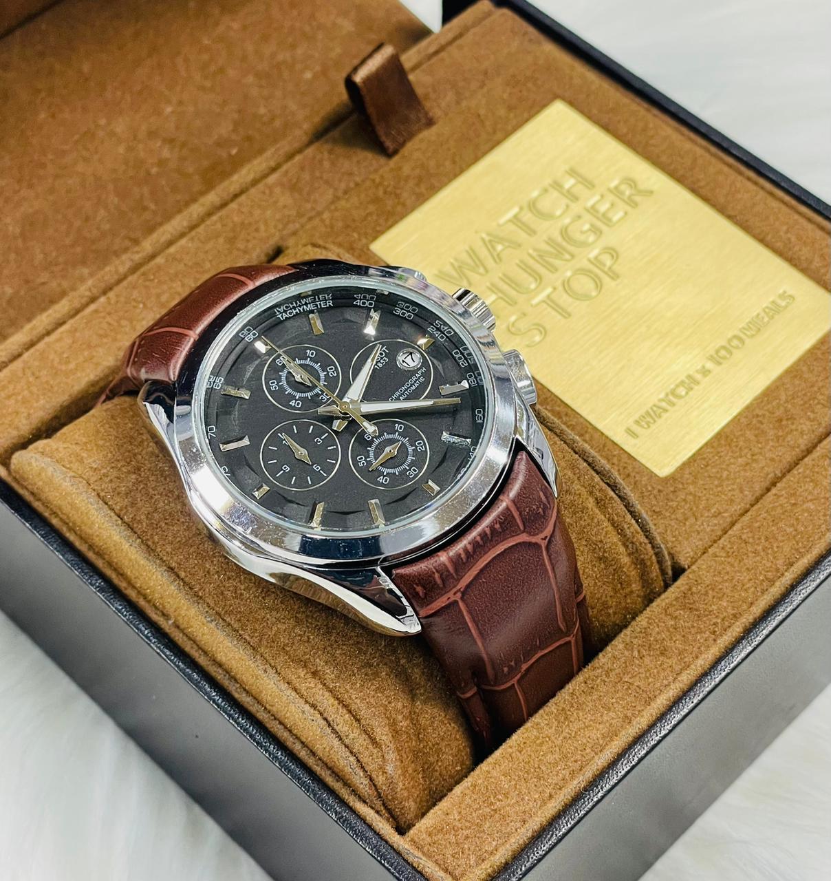 TISSOT CHRONOGRAPH + DATE LUXURY LEATHER STRAP WATCHES FOR MEN*