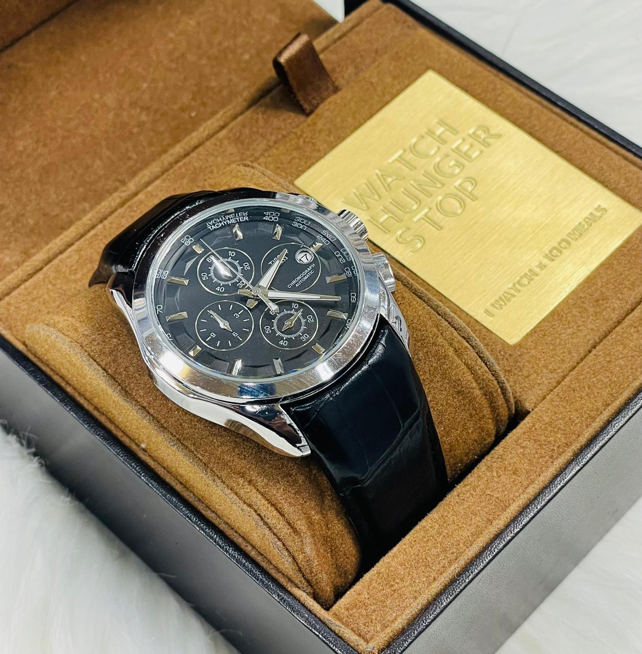 TISSOT CHRONOGRAPH + DATE LUXURY LEATHER STRAP WATCHES FOR MEN*